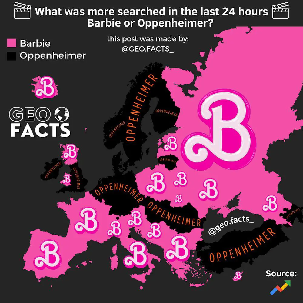 Barbieheimer Trends Mapped - Vivid Maps