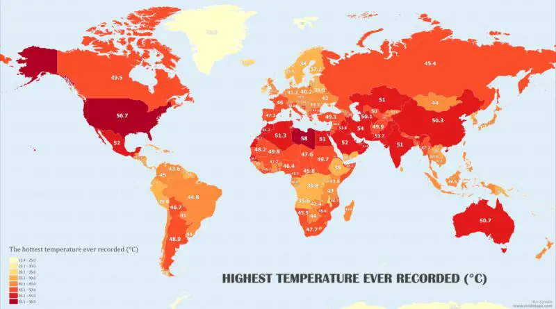 The hottest temperatures ever recorded mapped