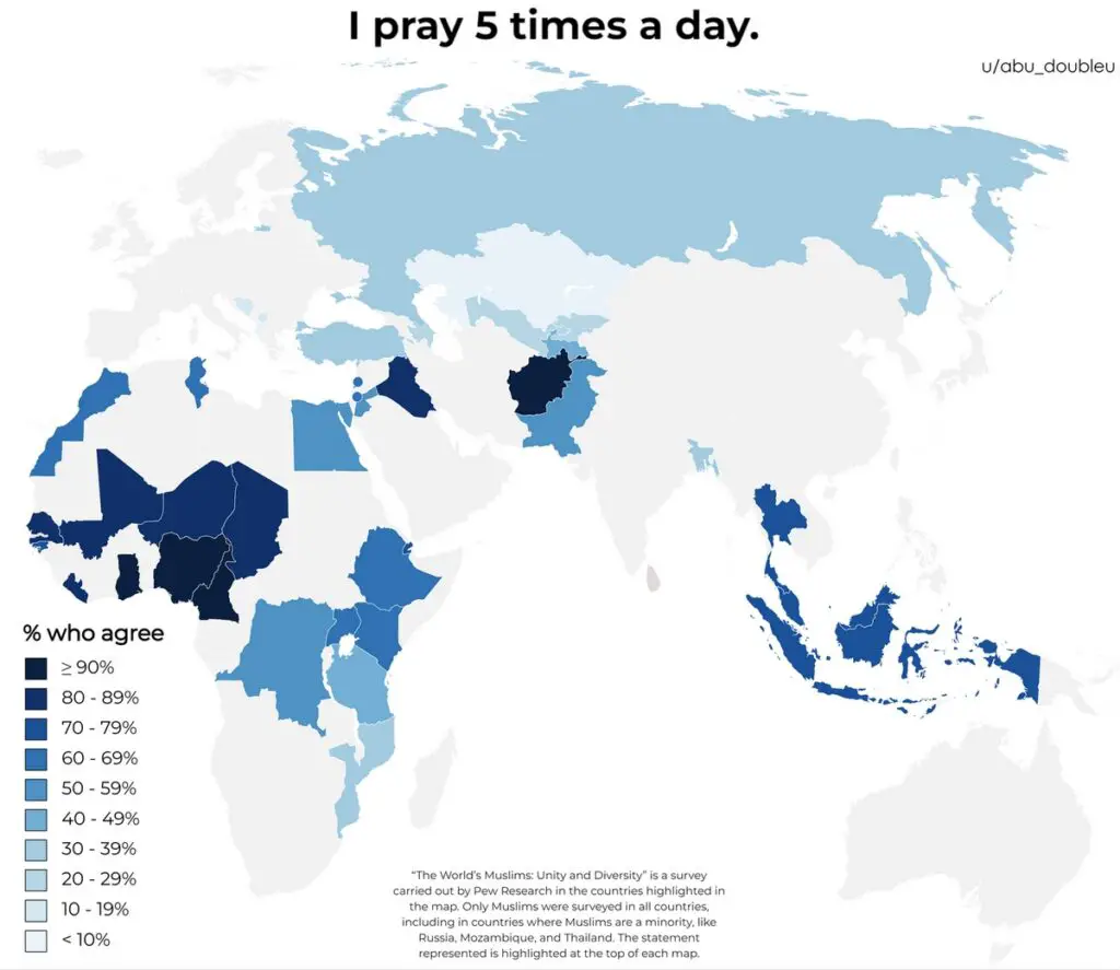 How many Muslims pray 5 times a day?