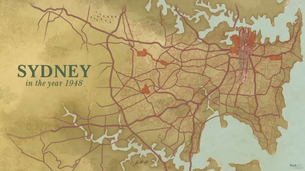 Sydney in 1948 mapped