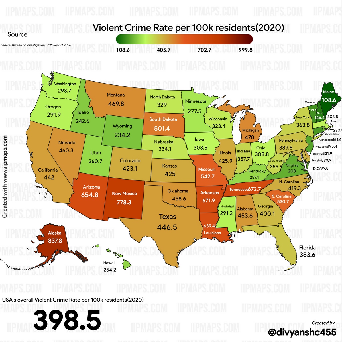 The Most And Least Dangerous States In The U S Vivid Maps