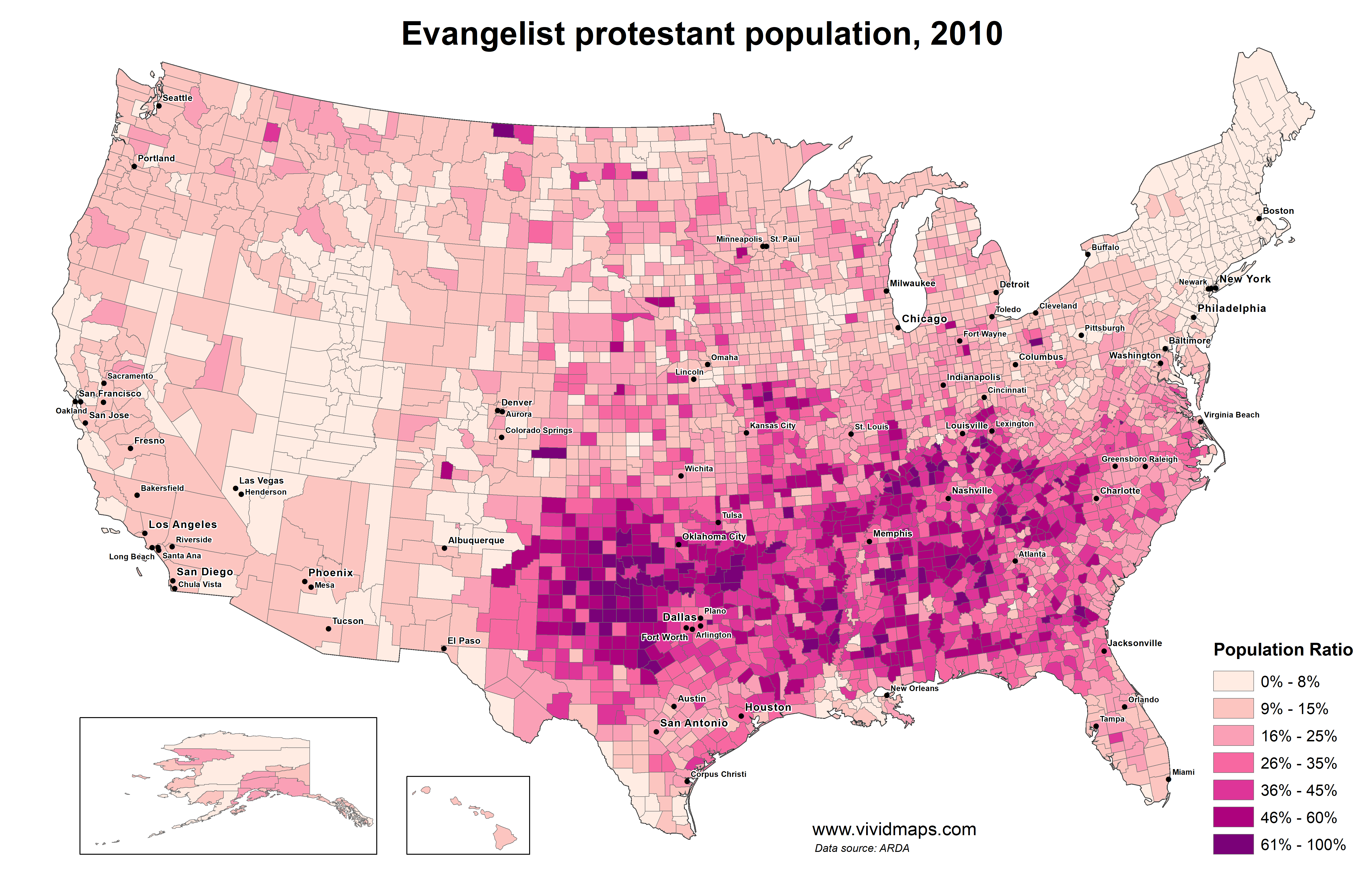 Evangelical protestant population (1936 - 2010) evangelist-protestans-united-states