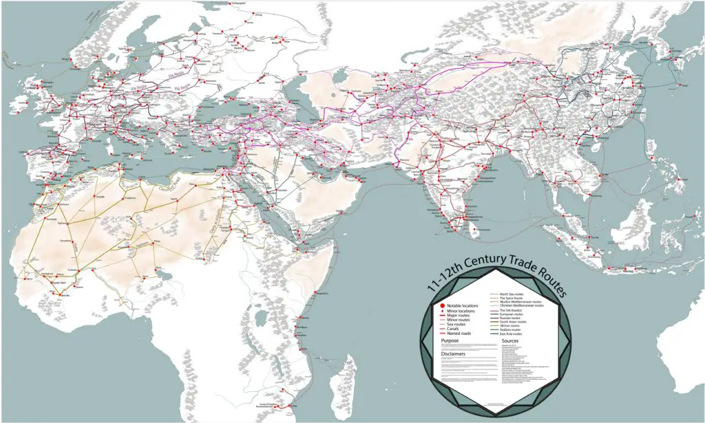 Medieval trade world map