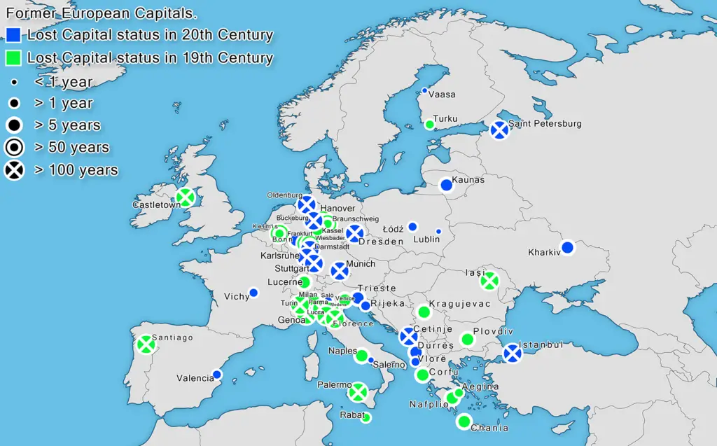 Map of Former European Capitals