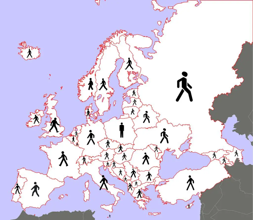 What pedestrians look like across Europe mapped?