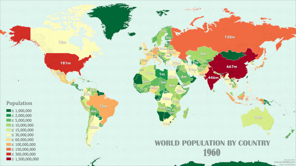 World population by country in 1960