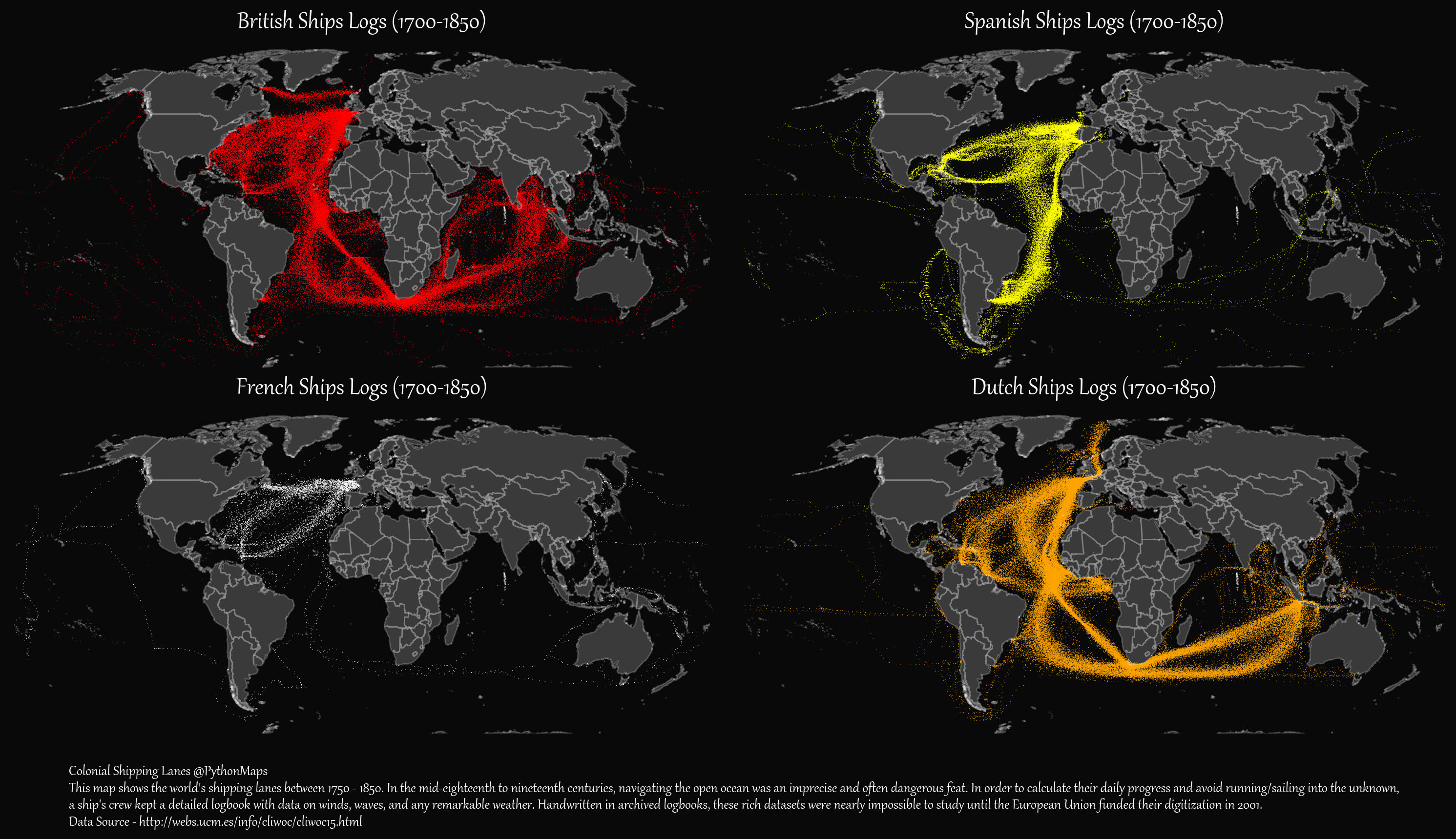 World map of Colonial Shipping Lanes