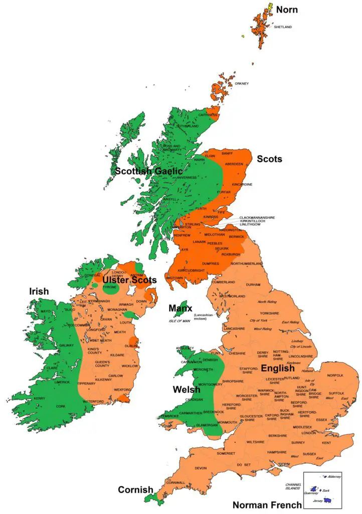 Languages of the British Isles in the 18th century - Vivid Maps