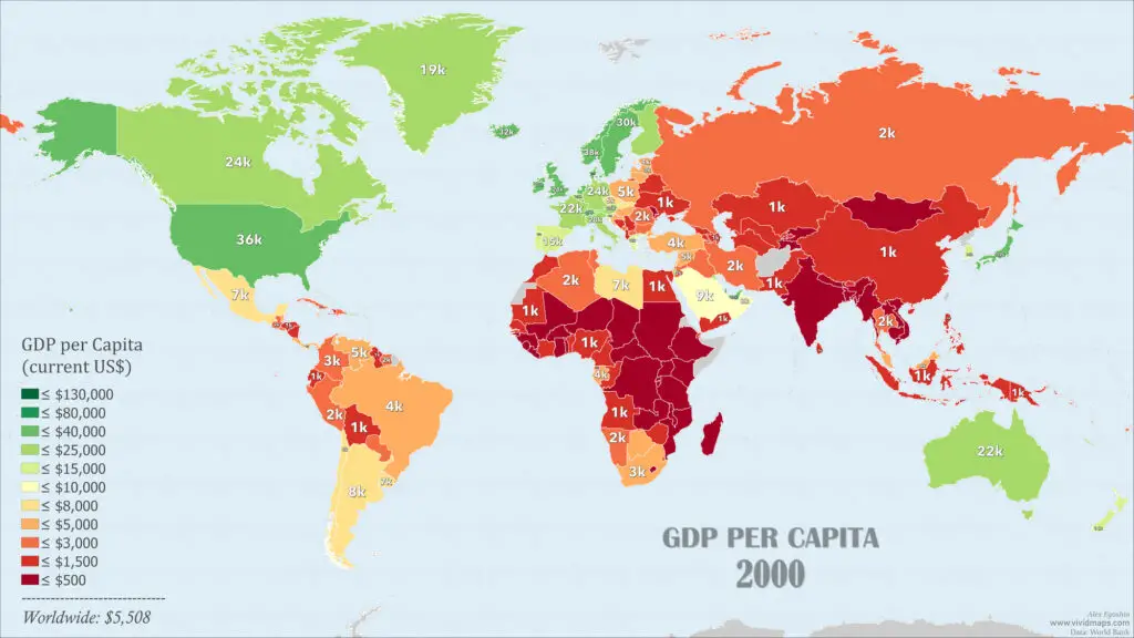 GDP Per Capita Worldwide Mapped - Vivid Maps