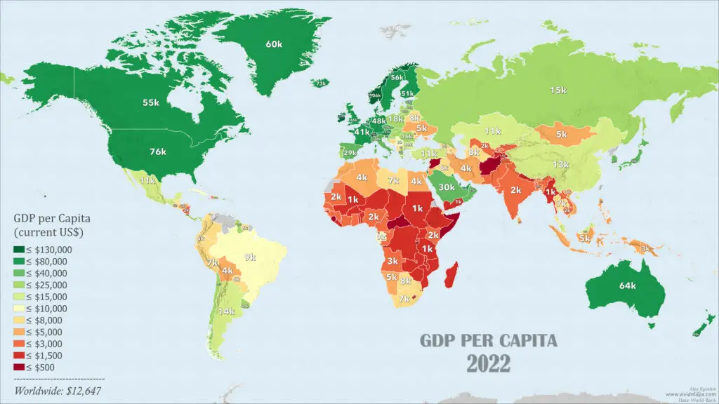 GDP per Capita Worldwide Mapped Vivid Maps