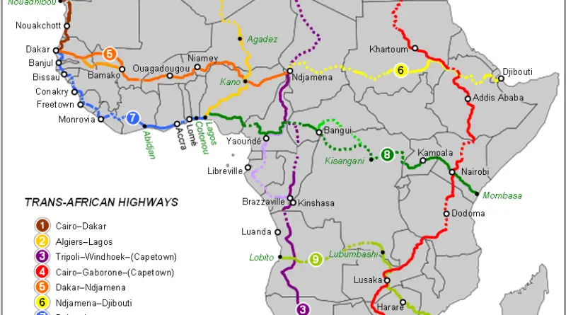 Карта автомобильных дорог африки
