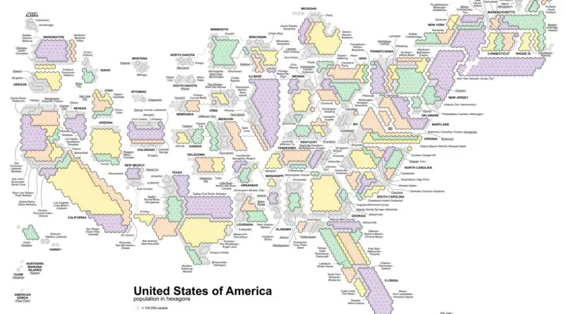 US population in hexagons