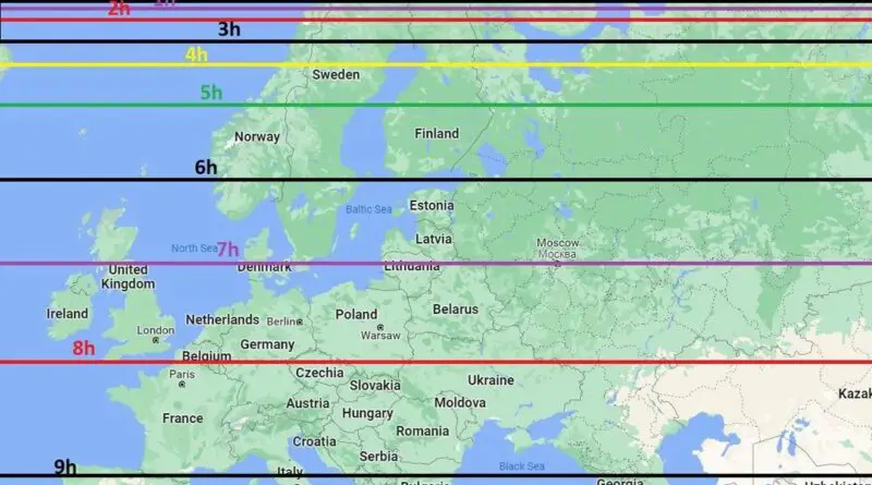 Hours of sunshine on December mapped