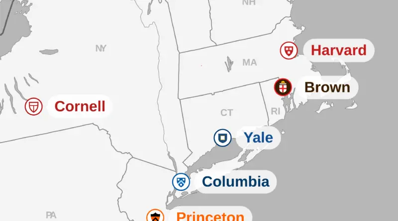 Ivy League Universities Mapped