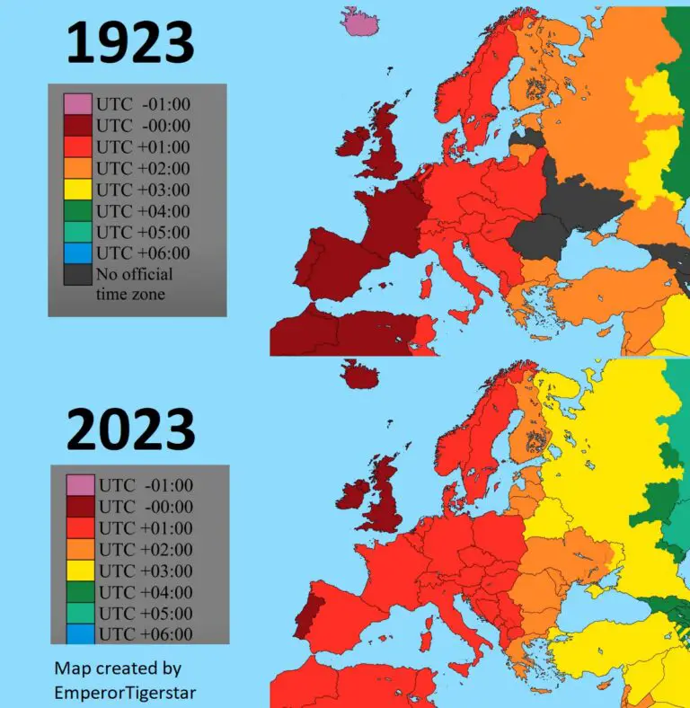 Time zones in Europe 100 years ago and now Vivid Maps