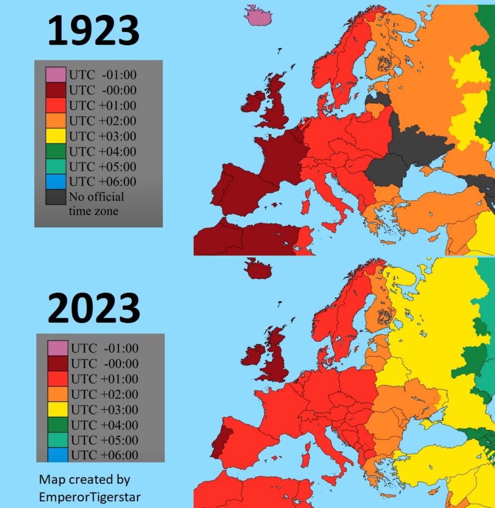 History of time zones in Europe - Vivid Maps