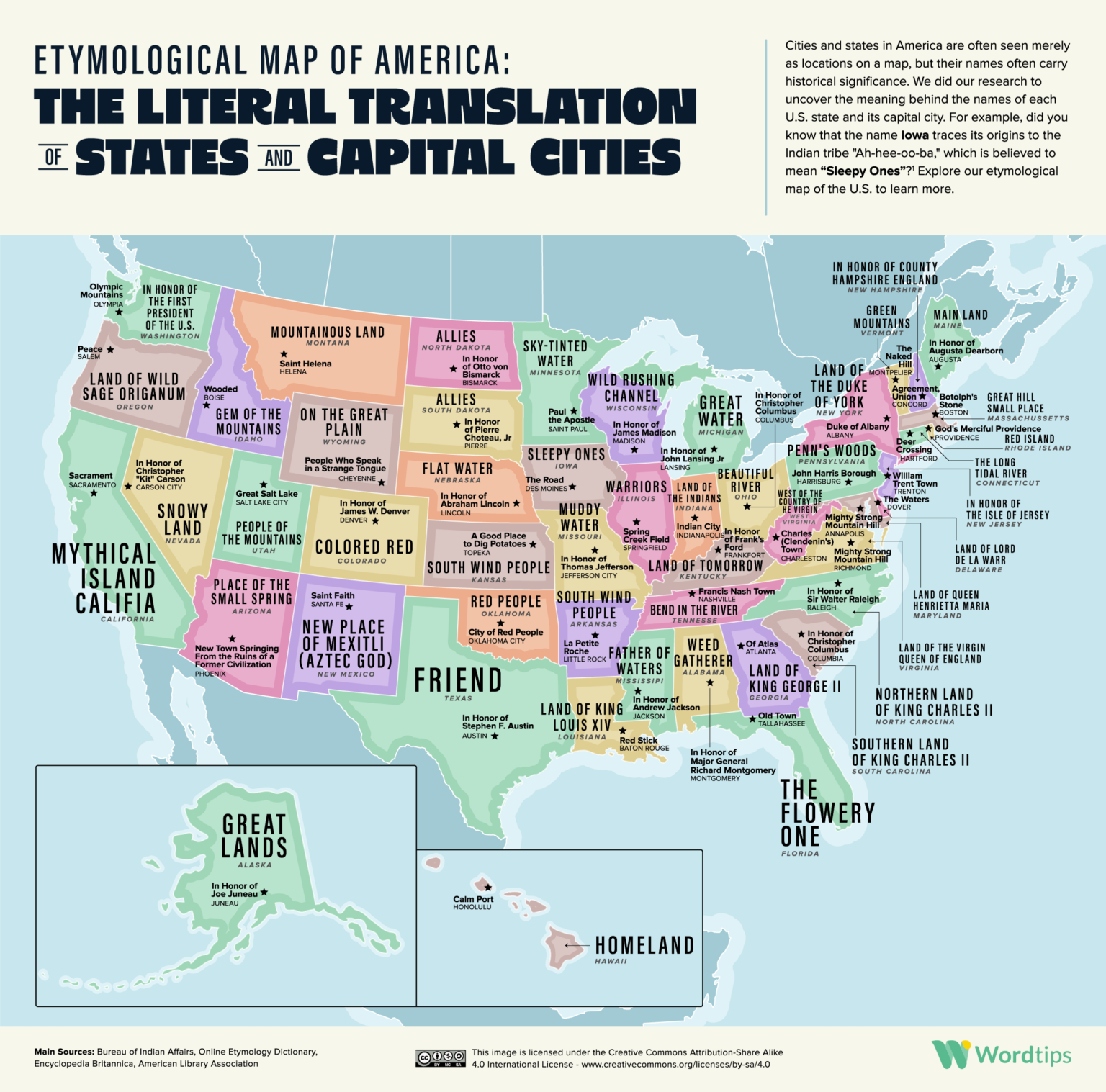 Etymological Map Of America Vivid Maps   Etymological Map Of America The Literal Translation Of States And Capital Cities 1536x1517 