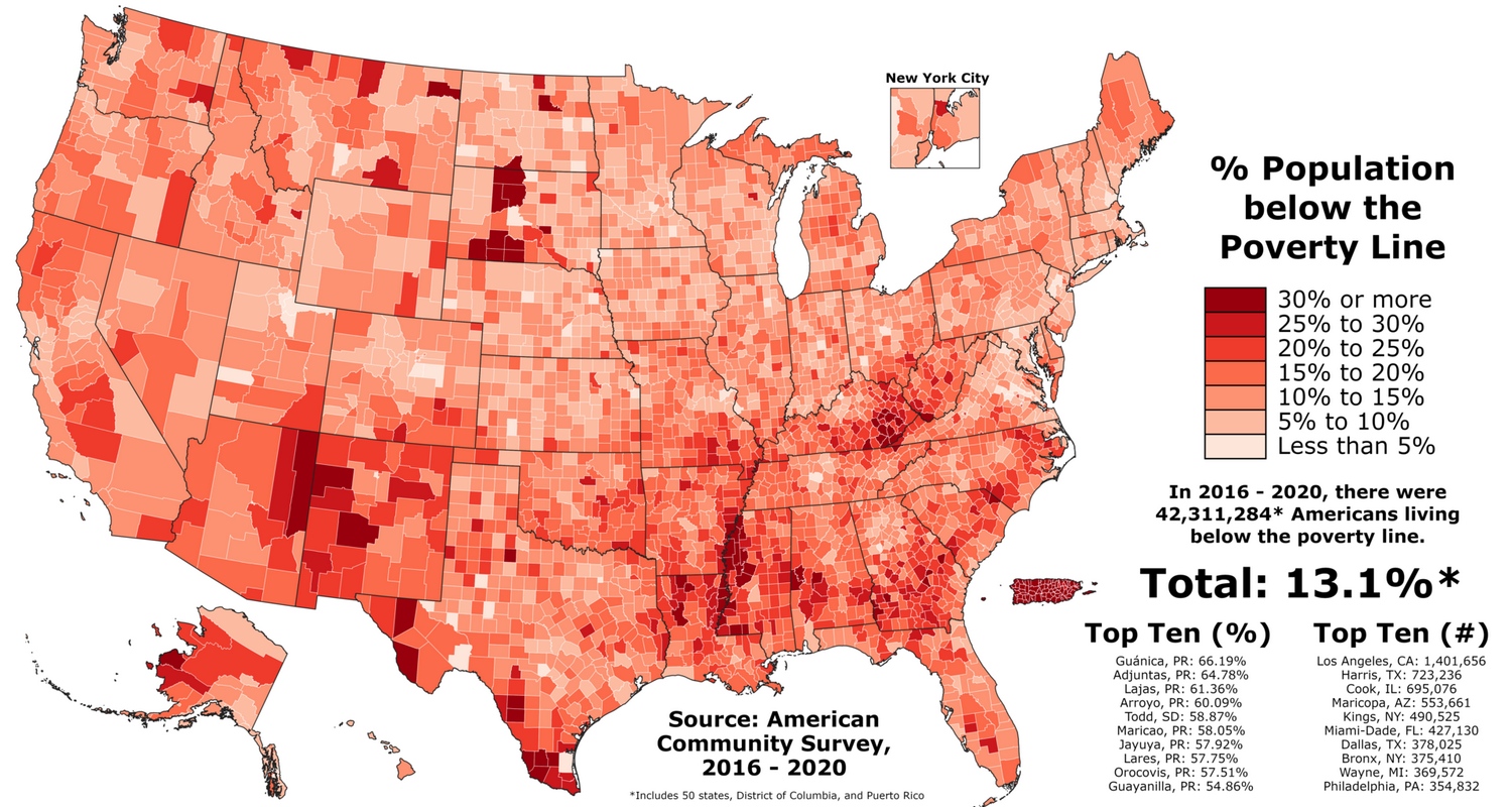 Poverty in the United States mapped