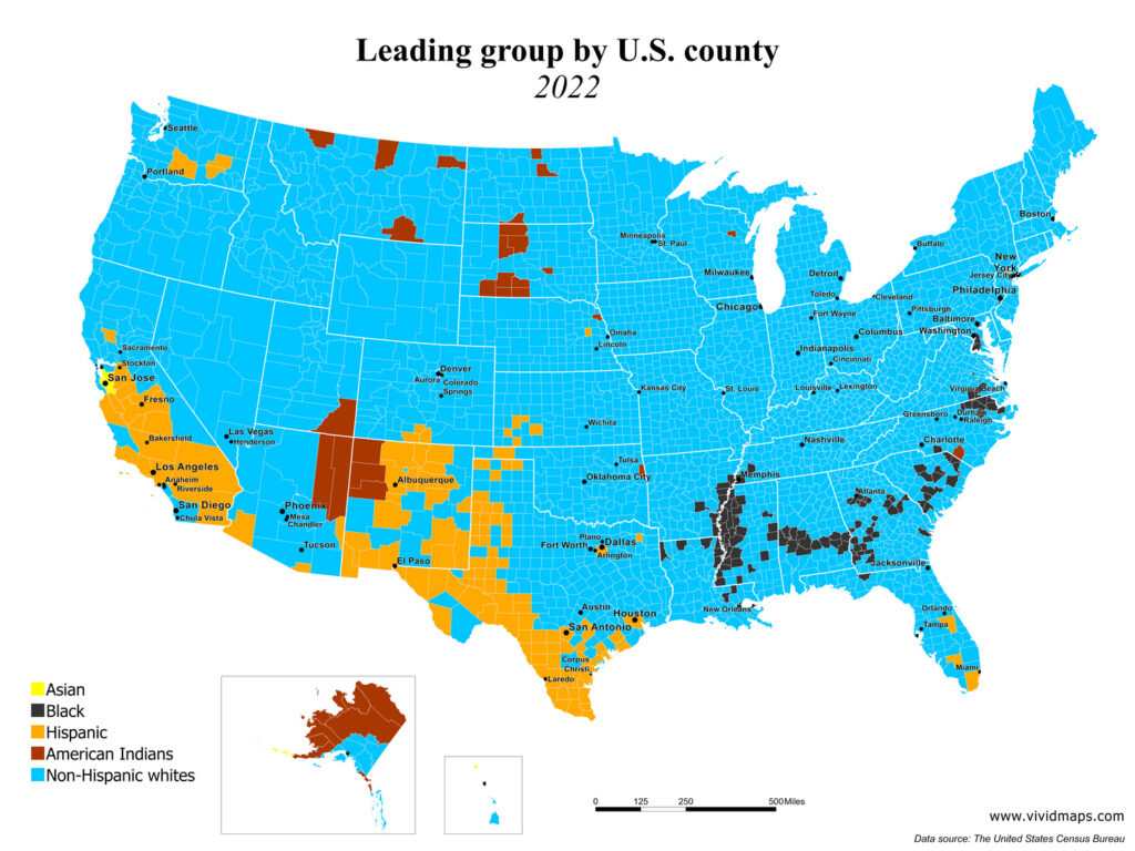 Leading group by U.S. county in 2022 Mapped