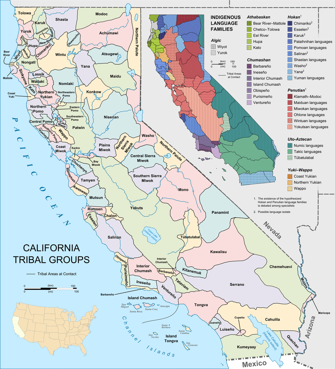 Indigenous Ethnic and Linguistic Groups of California prior to European Arrival