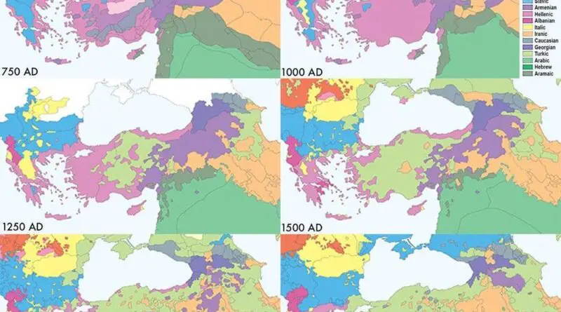 Map of Anatolia and its Surroundings by Ethnicity Through Time Mapped