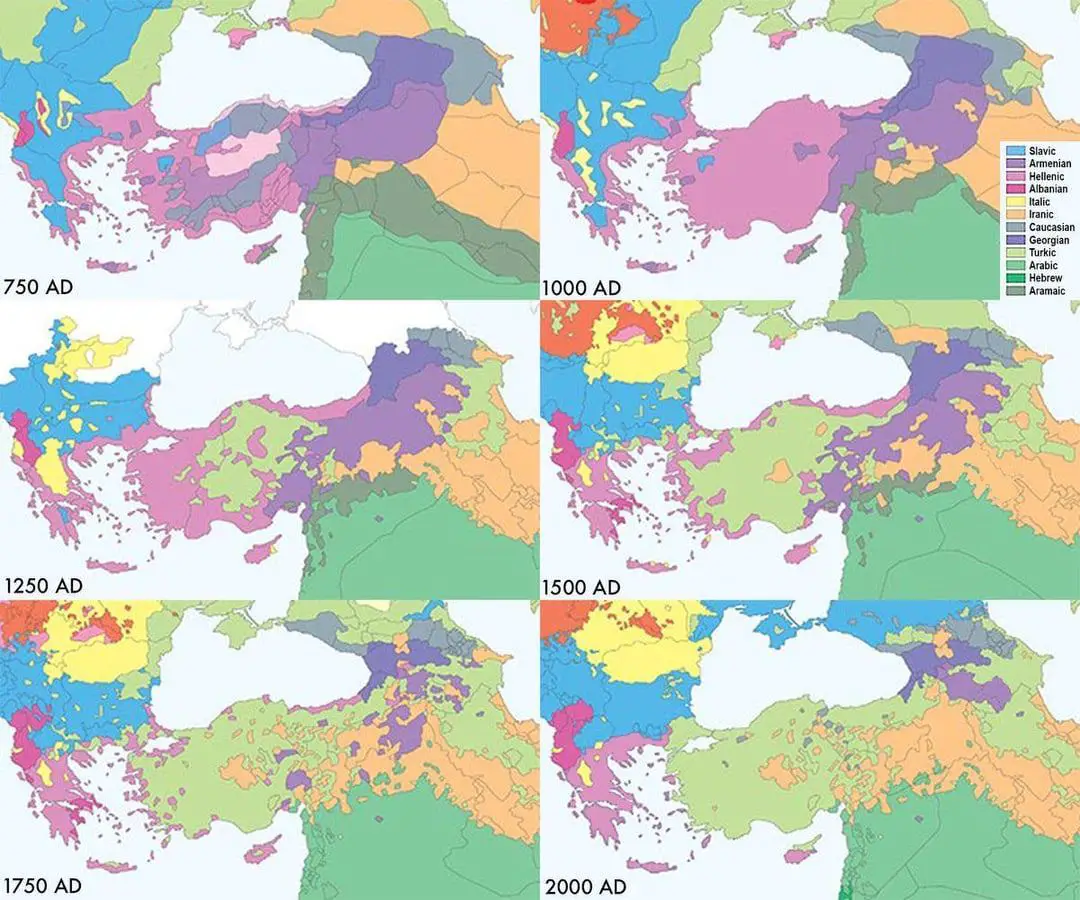 Map of Anatolia and its Surroundings by Ethnicity Through Time Mapped