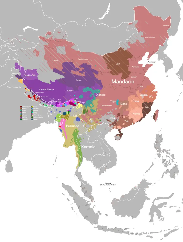 Distribution of the Sino-Tibetan Languages Mapped - Vivid Maps