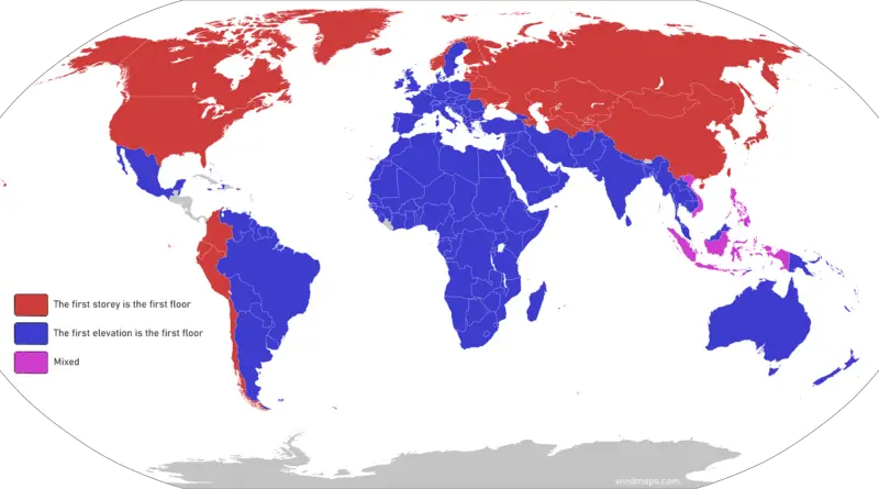 World map of floor counting