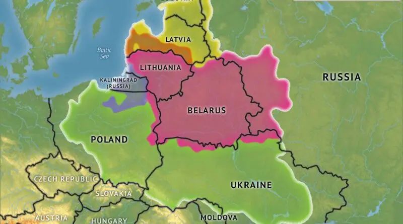 The Polish-Lithuanian Commonwealth over modern borders