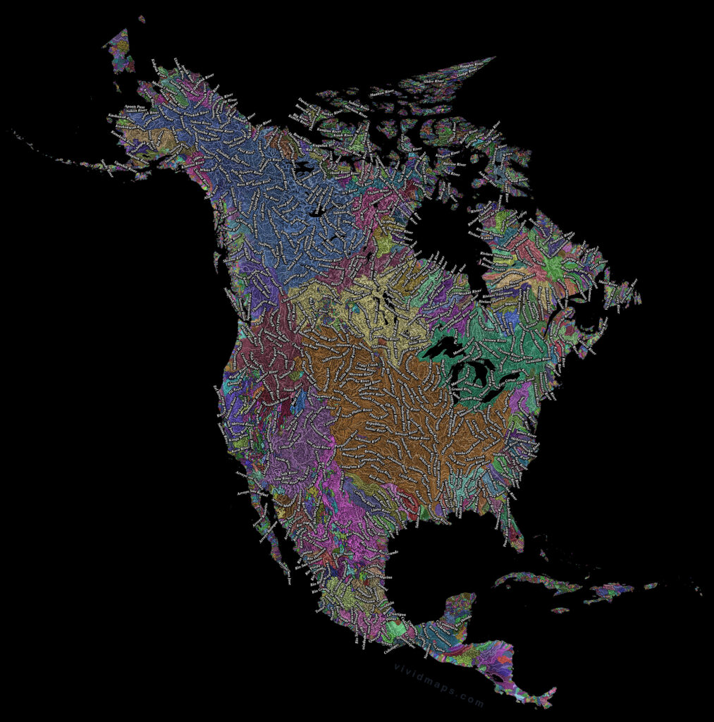 River basins of North America mapped
