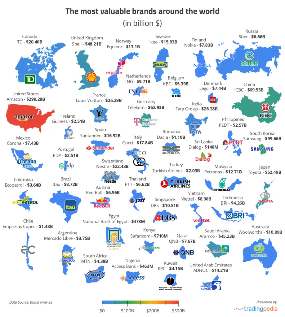 World Map Reveals the Most Valuable Brands