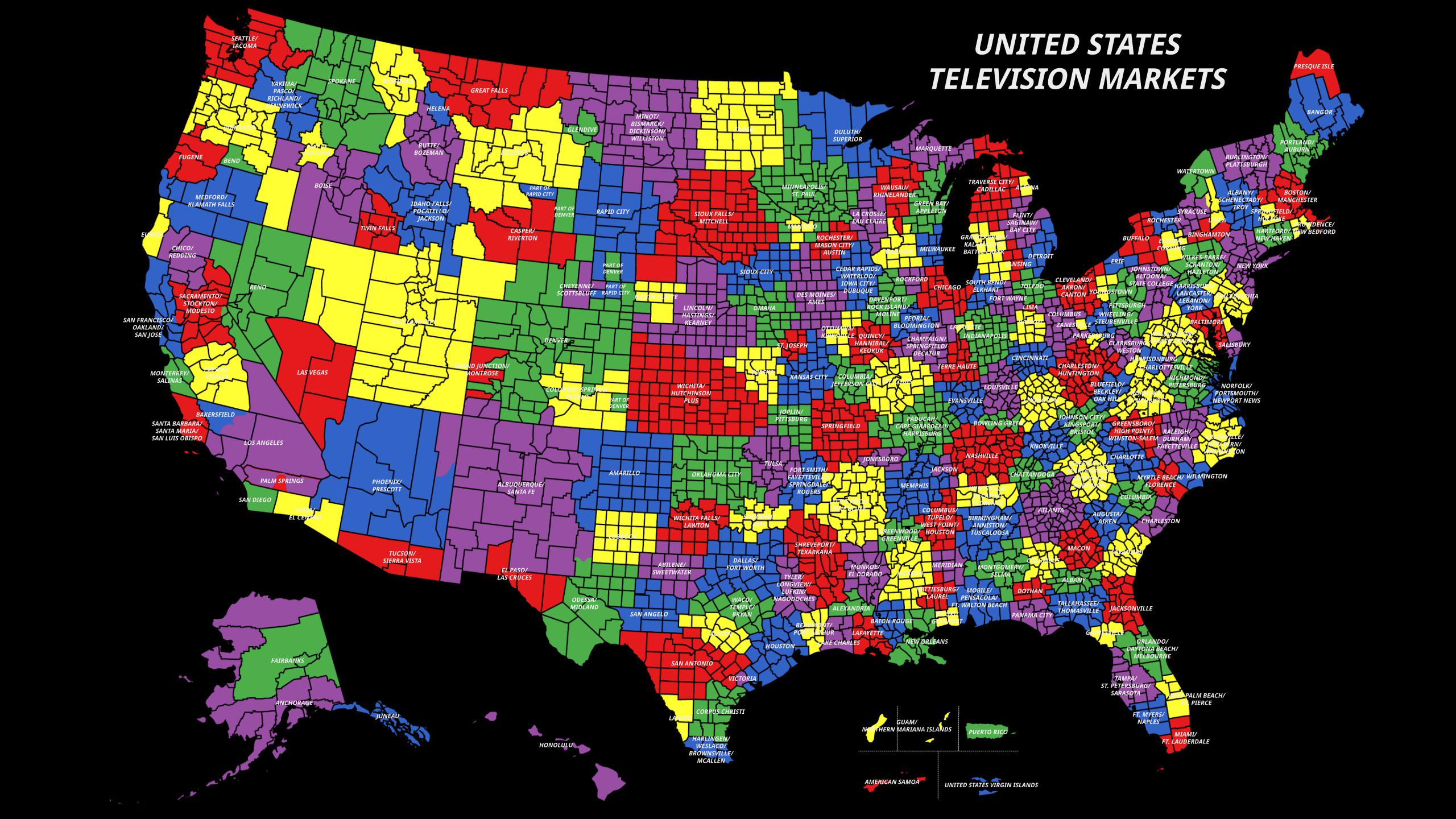 Television Markets Of The United States Mapped Vivid Maps   Television Markets Of The United States 