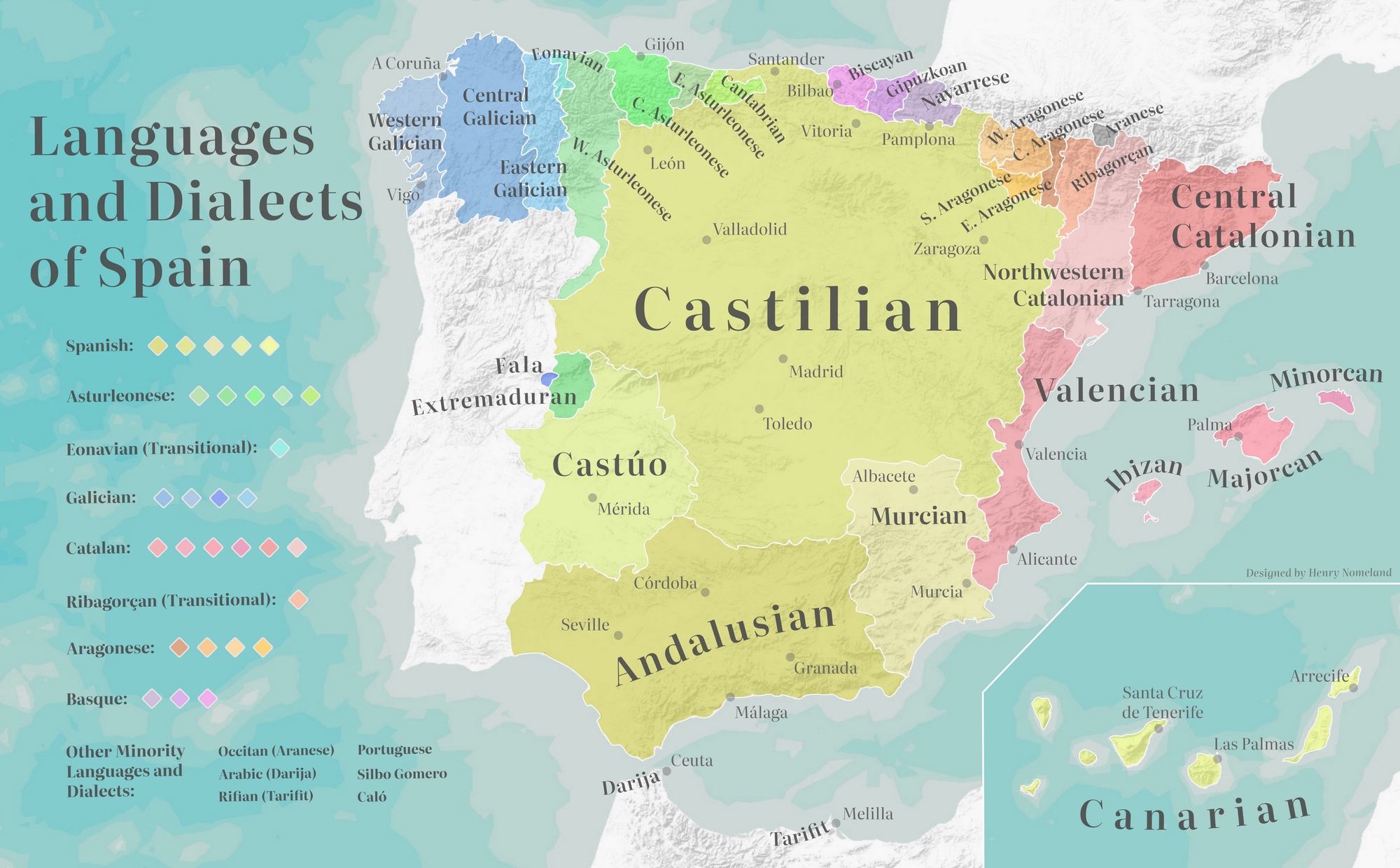 Diverse Linguistic Landscape Of Spain Mapped Vivid Maps