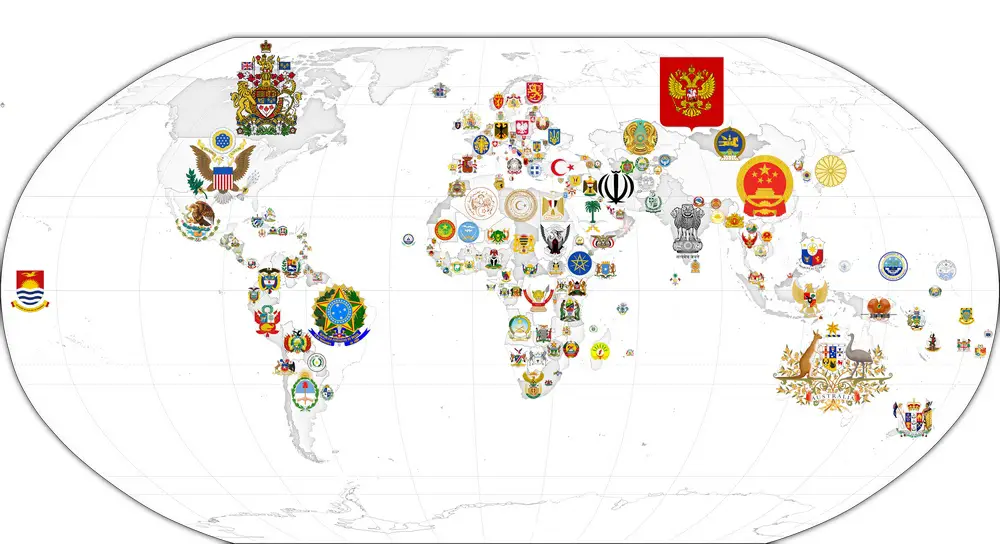 World map of coat of arms