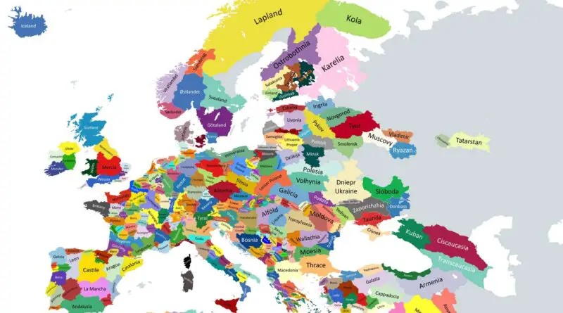 Historical regions of Map of Europe