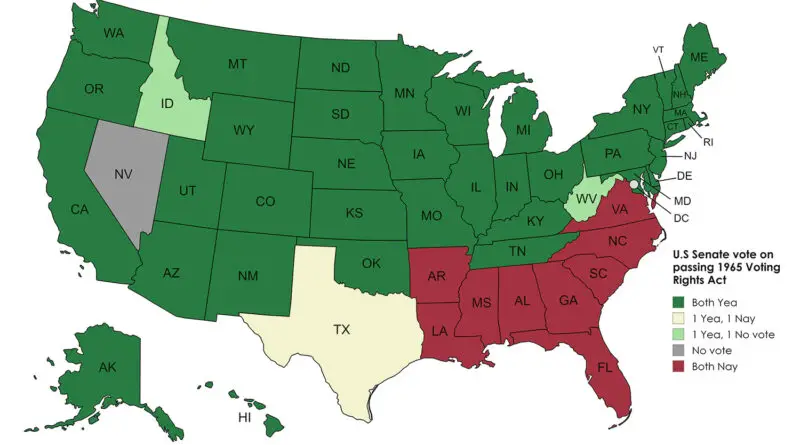 Map of the United States: 1965 Voting Rights Act