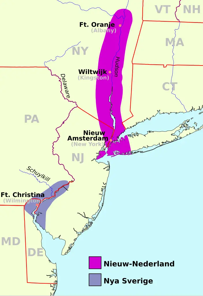 Map of New Netherland and New Sweden