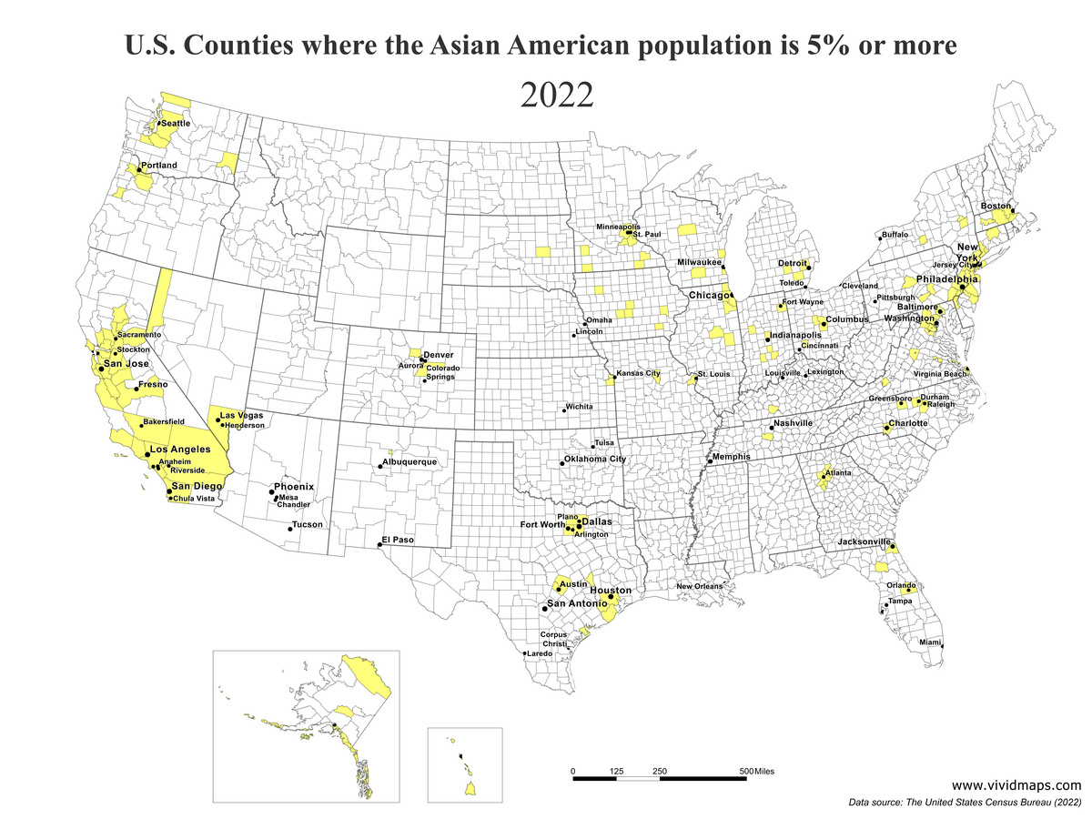 Asian Americans mapped