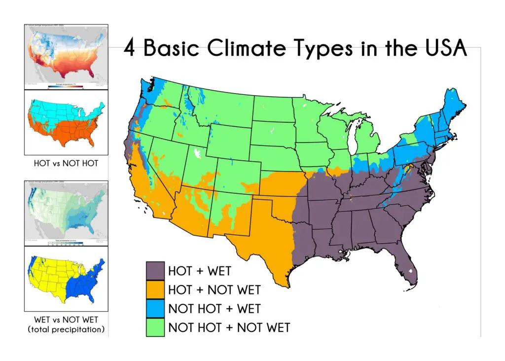 Basic climate types in the United States mapped