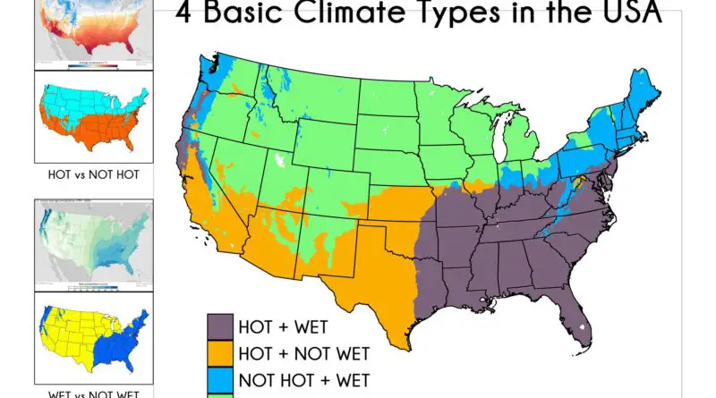 Basic climate types in the United States mapped