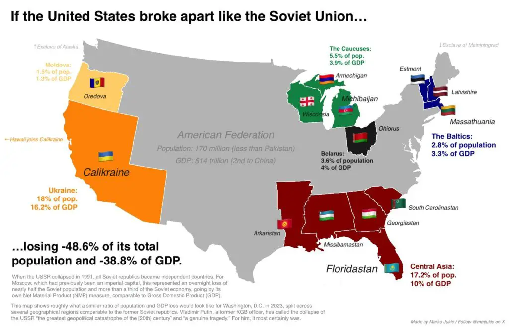 Mapped: If the United States broke apart like the Soviet Union