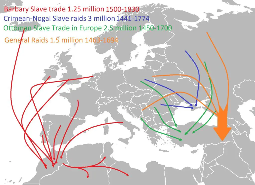 Mapped: Barbary slave in Europe