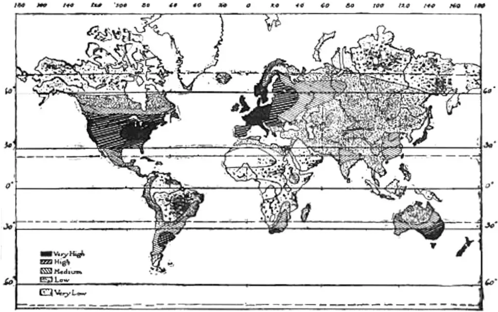 Huntington’s world map of civilization here illustrates early racial theories influencing eugenics