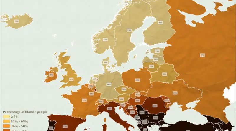 Blonde people in Europe mapped