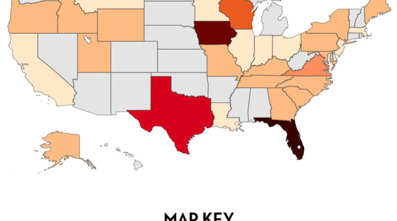 Book bans in the United States mapped