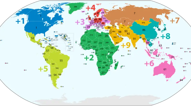 Country calling codes mapped