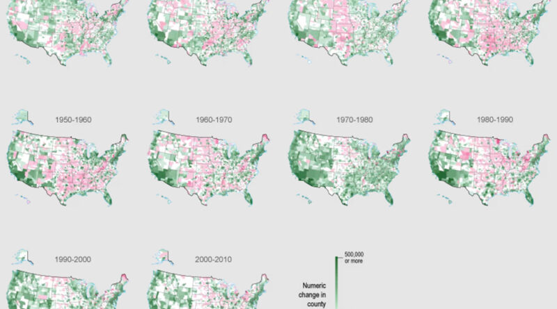 US Population Change by Decade (1910-2010) Mapped