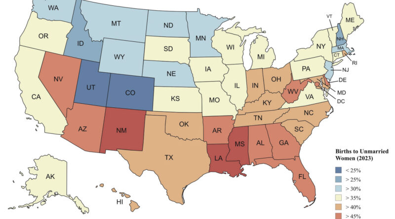 Birth unmarried women mapped