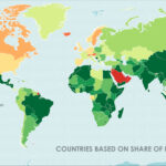World map of countries based on share of immigrants