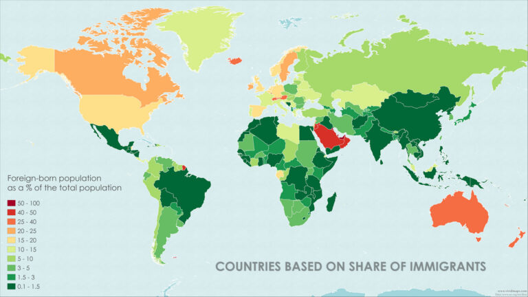 Mapped Countries With the Lowest - Countries Based On Share Of Immigrants 768x432 